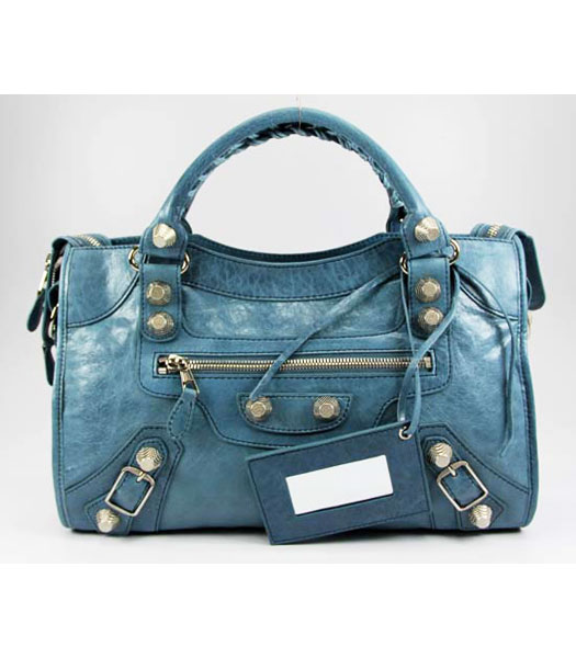 Balenciaga Giant City borsa di Light Blue agnello